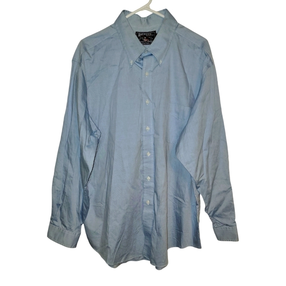 American Living size 18 34/35 cotton long sleeve blue button down shirt